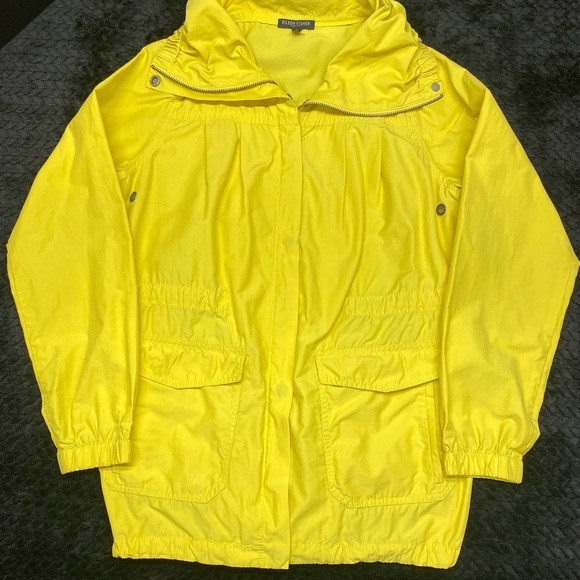 Eileen Fisher Anorak Rain Jacket Women’s SP Yellow Double Zipper Pockets - Picture 1 of 15